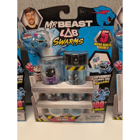 Lot Of 3 Mr Beast Lab Swarms Lab Pack 5 Micro Panther W/ Ultra Rare Panther - Picture 3 of 5